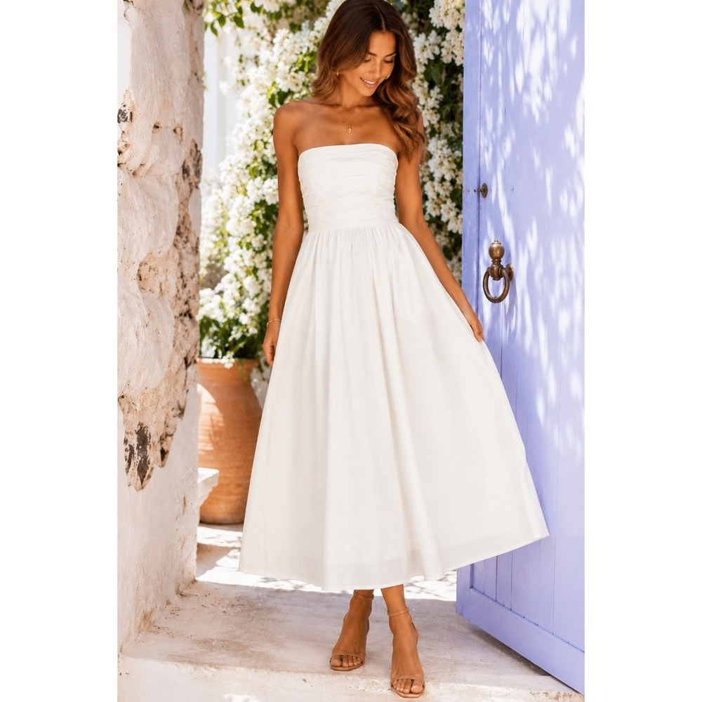 Reformation Lissa Organic Stretch Cotton Midi Dress White Size 4